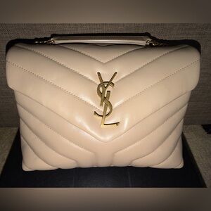 Yves Saint Laurent Small Lou Lou Dark Beige Quilted Shoulder Bag